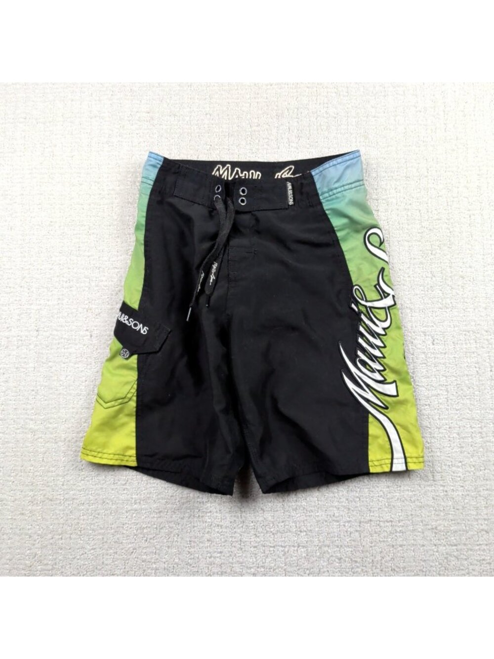 Y2K Maui & Sons Swim Board Trunks Boys Size 10 Surfer / Skater 2000's Script